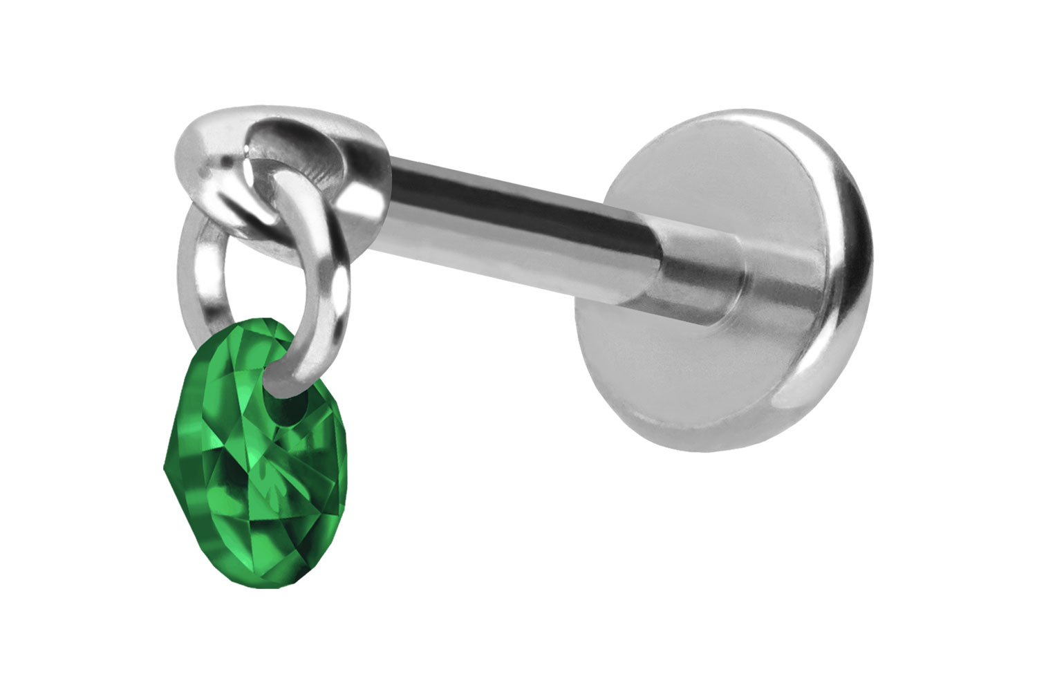Titan Labret Piercing mit Push Fit RUNDER KRISTALL